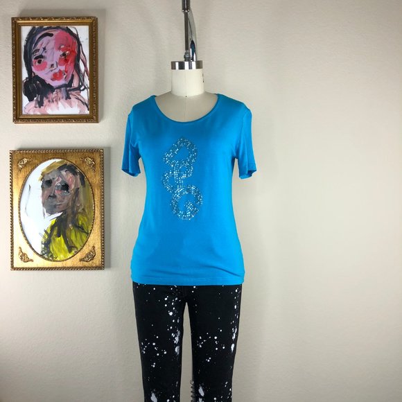 D&G Dolce & Gabbana Rhinestone Logo Tee Vintage - Picture 2 of 5